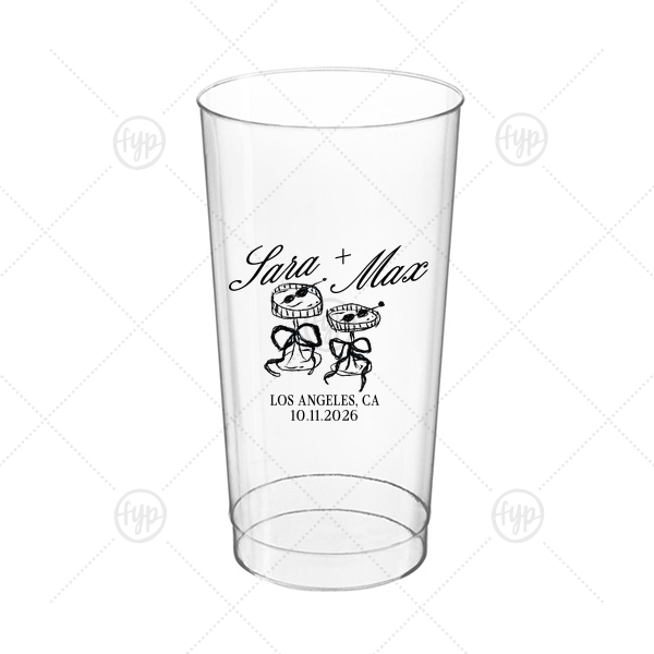 Wedding Glass & Bow Cup 16-oz. Hard Plastic Cup (Ink)