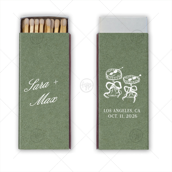 Wedding Glass & Bow Matchbox Candle Matchbox (Foil)