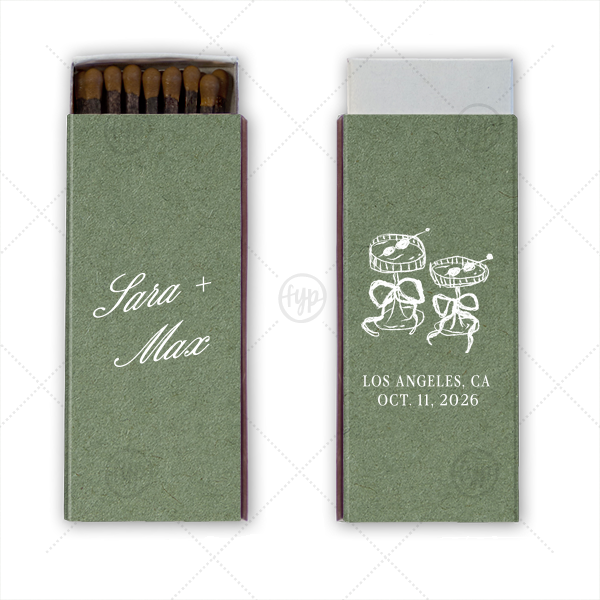 Wedding Glass & Bow Matchbox Cigar Matchbox (Foil)