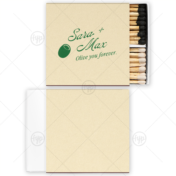 Olive You Forever Matchbook Two-Chamber Matchbox (Foil)