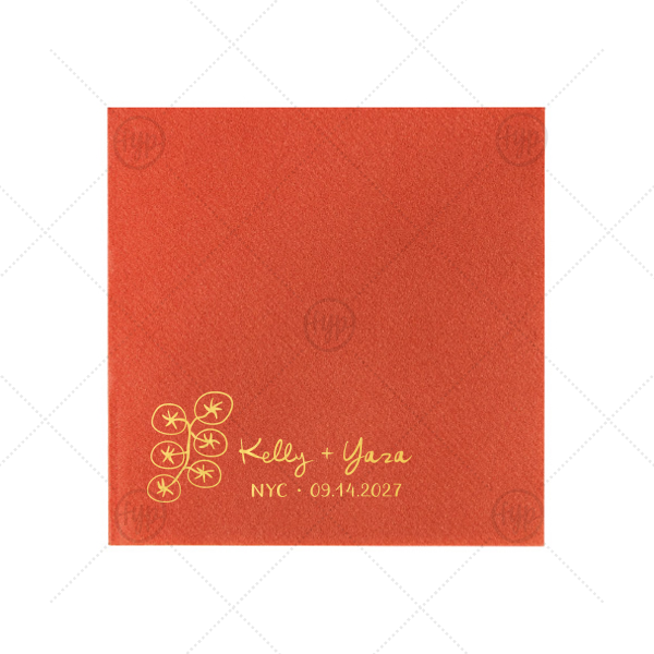 Tomato Vine Couple Napkin Cocktail Napkin (Foil)
