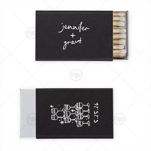 Kitschy Cocktail Hour Toasting Glasses Matches Classic Matchbox (Foil)