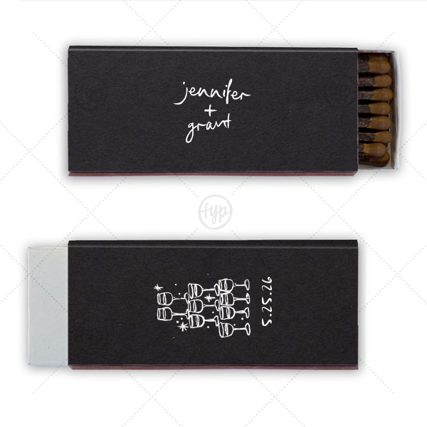Kitschy Cocktail Hour Toasting Glasses Matches Cigar Matchbox (Foil)