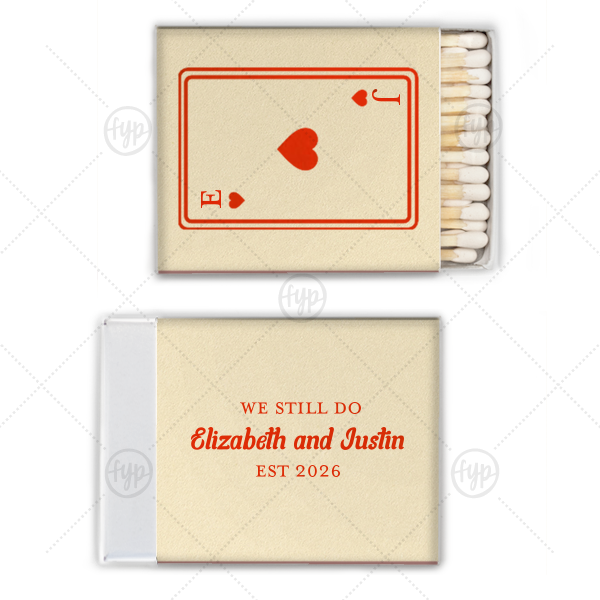 Heart Playing Card Anniversary Matchbox Square Matchbox (Foil)