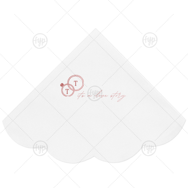 It's A Love Story Napkin Scalloped Luncheon Napkin (Foil)