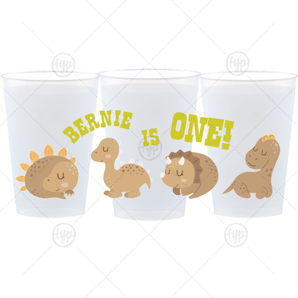 Dinosaur Kids Birthday Full Color Cup 12-oz. Frosted Cup (Photo)