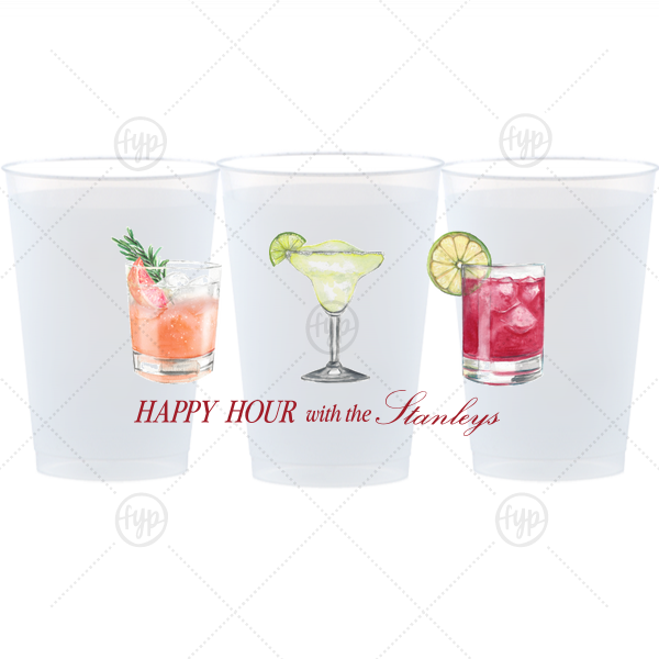 Happy Hour Full Color Cup 12-oz. Frosted Cup (Photo)