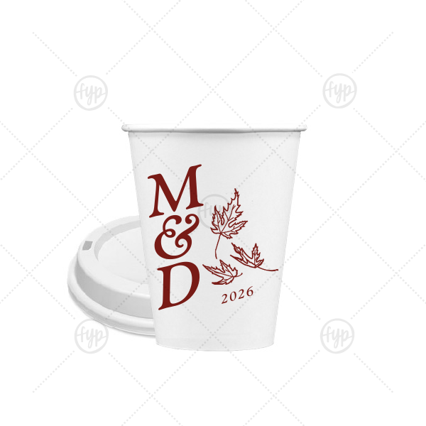 Falling Leaves Initials Cup 8-oz. Single Wall Paper Hot Cup (Ink)