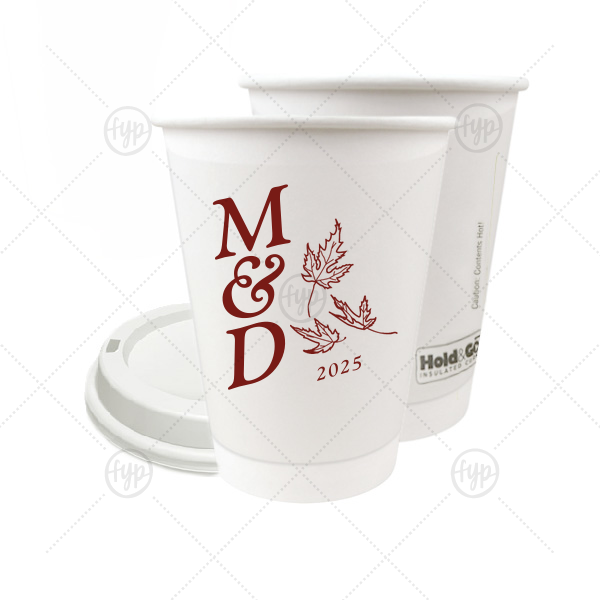 Falling Leaves Initials Cup 12-oz. Double Wall Paper Hot Cup (Ink)