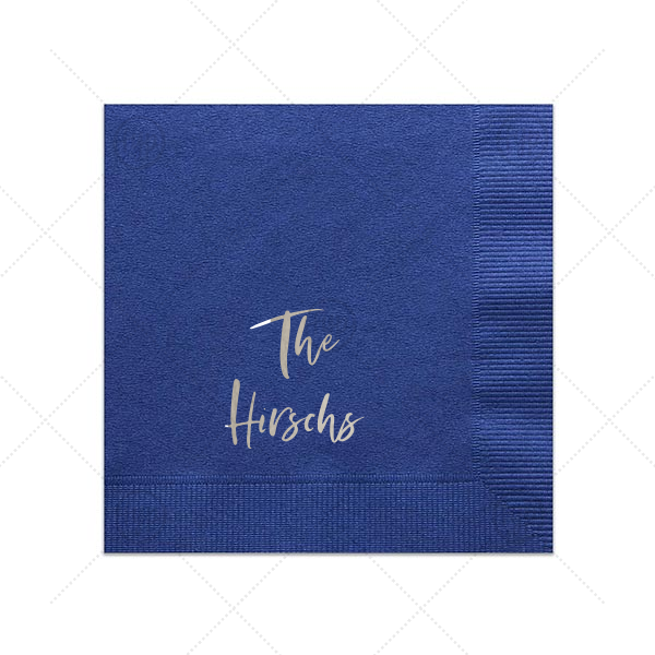Minimalist Script Last Name Cocktail Napkin (Foil)