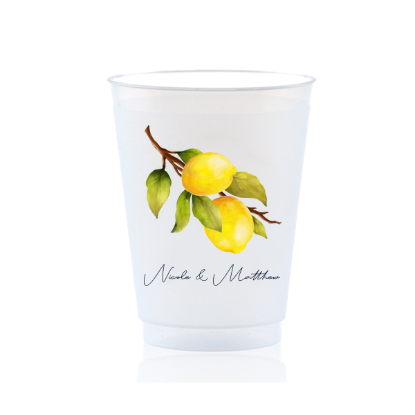 Classic Italian Wedding Lemon Script Cup 16-oz. Frosted Cup (Photo)