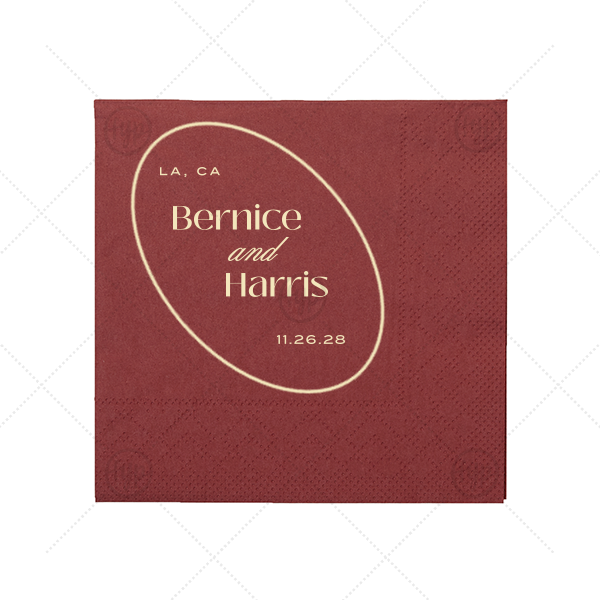 Encircled Couple Names Napkin Cocktail Napkin (Foil)