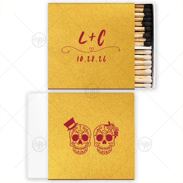 Skull Couple Wedding Matchbox Two-Chamber Matchbox (Foil)
