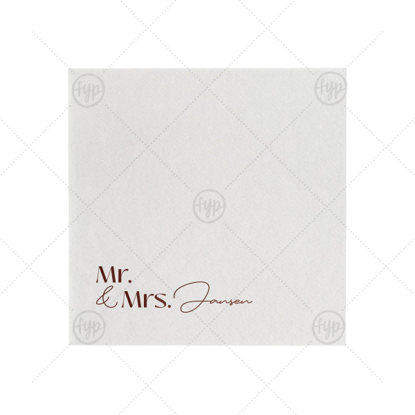 Couples Script Last Name Napkin Cocktail Napkin (Foil)