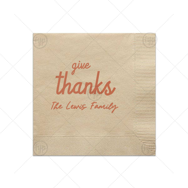Give Thanks Family Napkin Cocktail Napkin (Foil)
