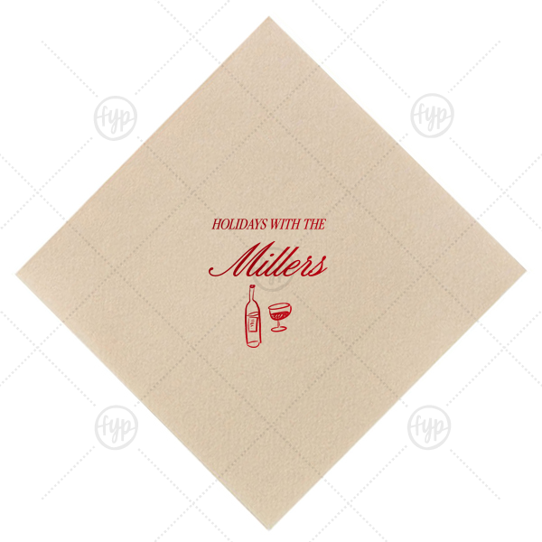 Holiday Spirits Family Name Napkin Cocktail Napkin (Foil)
