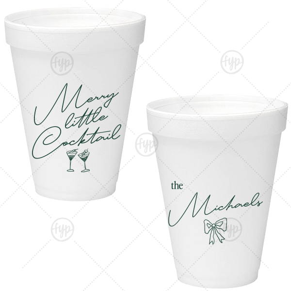 Merry Little Cocktail Cup 12-oz. Styrofoam Cup (Ink) 