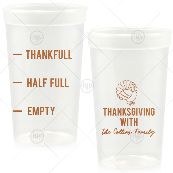 Funny Thankful Family Name Cup 32-oz. Stadium Cup (Ink)
