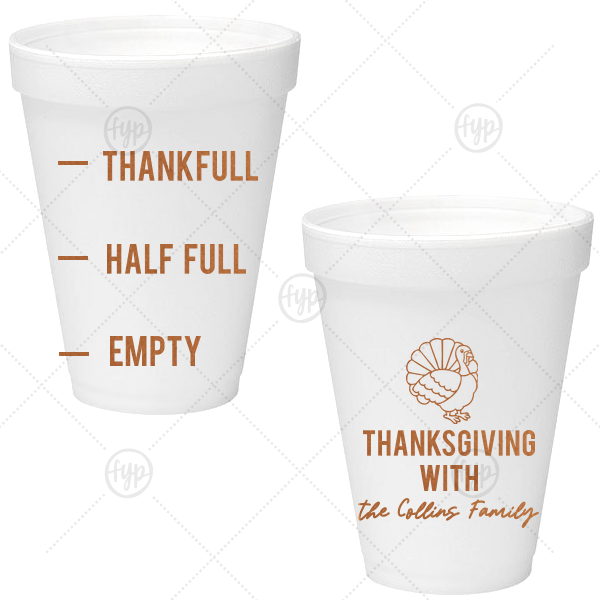 Funny Thankful Family Name Cup 12-oz. Styrofoam Cup (Ink) 