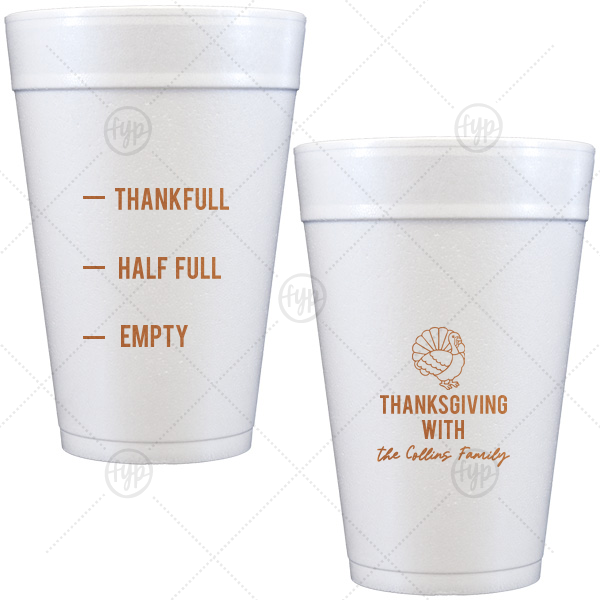 Funny Thankful Family Name Cup 32-oz. Styrofoam Cup (Ink) 