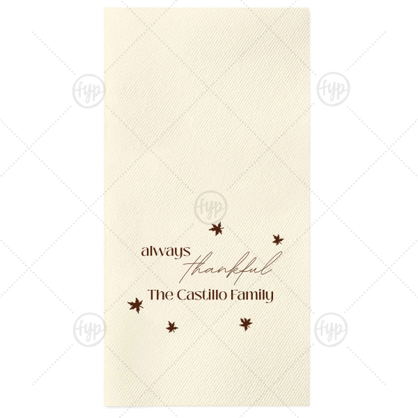 Always Thankful Family Napkin Paper Guest Towel (Foil)