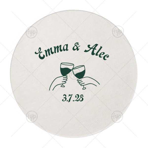 Couples Name Clink Coaster Round Coaster (Foil)