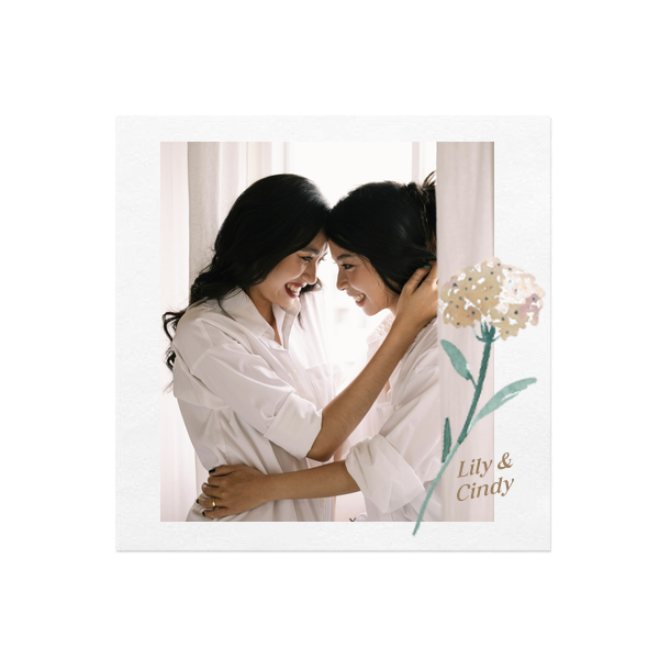 Couples Flower Full Color & Foil Napkin Luncheon Napkin (Photo + Foil)