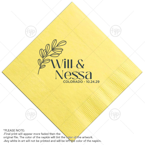 Couples Wedding Ink Napkin Cocktail Napkin (Photo)