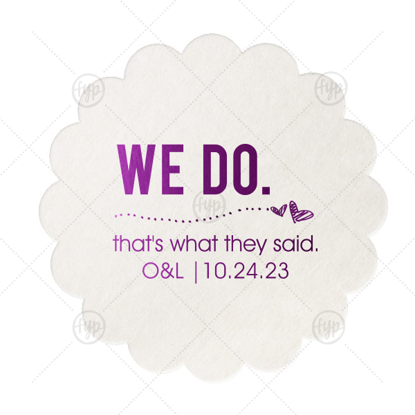 ForYourParty's elegant Eggshell Scallop Coaster with Shiny Amethyst Foil Color has a Sketchy Heart Line graphic and is good for use in Frames themed parties and will look fabulous with your unique touch. Your guests will agree!
