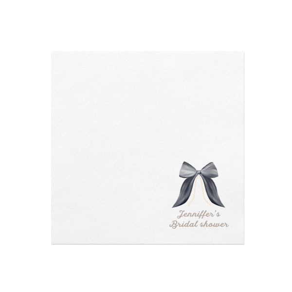 Pearls and Prosecco Black Bow Full Color Napkin Cocktail Napkin (Photo)