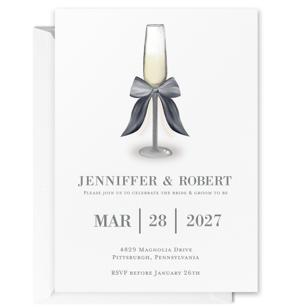 Pearls and Prosecco Champagne Flute Invitation Invitation (Photo)