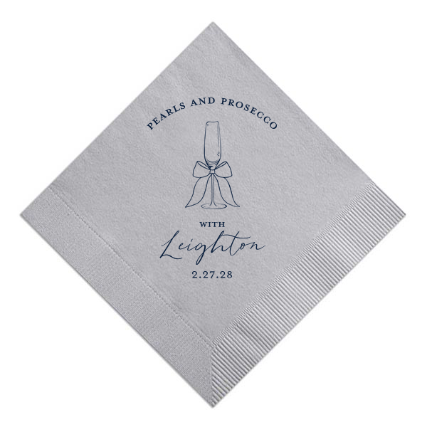 Pearls and Prosecco Champagne Flute Napkin Cocktail Napkin (Foil)