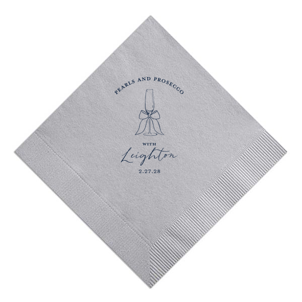 Pearls and Prosecco Champagne Flute Napkin Luncheon Napkin (Foil)