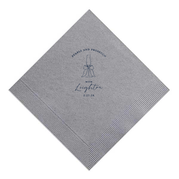 Pearls and Prosecco Champagne Flute Napkin Dinner Napkin (Foil)