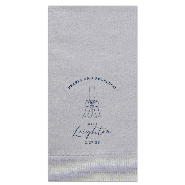 Pearls and Prosecco Champagne Flute Napkin Paper Guest Towel (Foil)