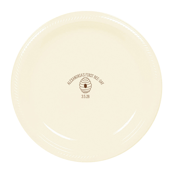First Bee-Day Birthday Plate Dinner Plate (Foil)