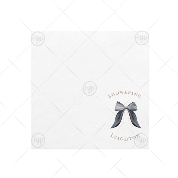 Pearls and Prosecco Black Bow Full Color Napkin Cocktail Napkin (Photo)