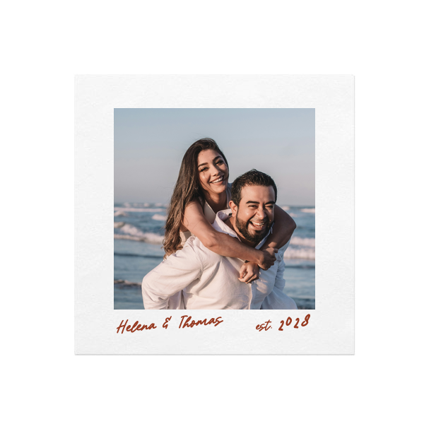 Couple Name & Year Custom Photo Napkin Cocktail Napkin (Photo)