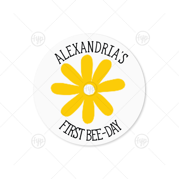 First Bee-Day Round Label Small Round Label (Ink)