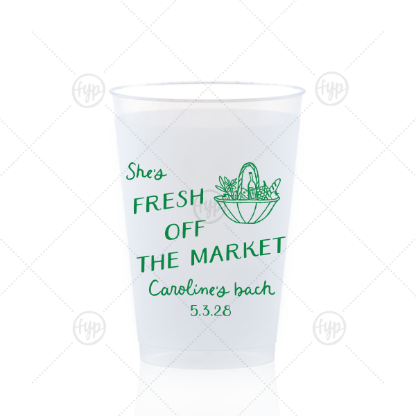 Fresh Off The Market Bachelorette Cup 12-oz. Frosted Cup (Ink)