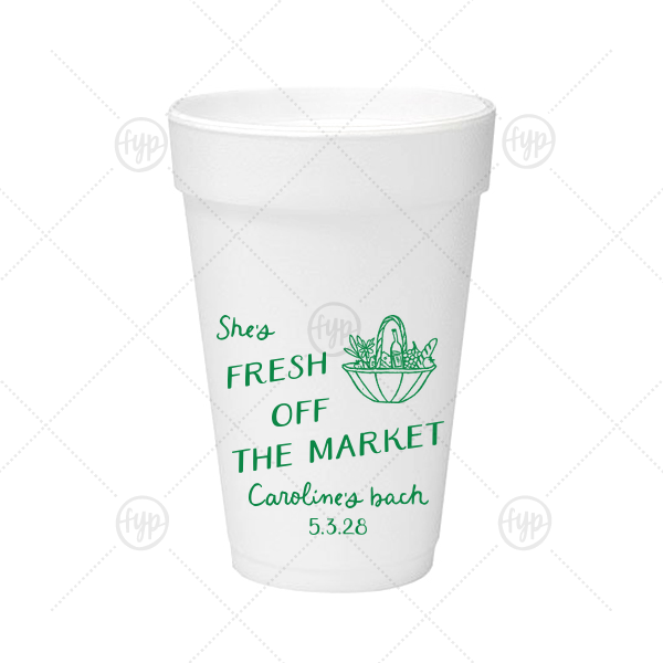 Fresh Off The Market Bachelorette Cup 16-oz. Styrofoam Cup (Ink) 