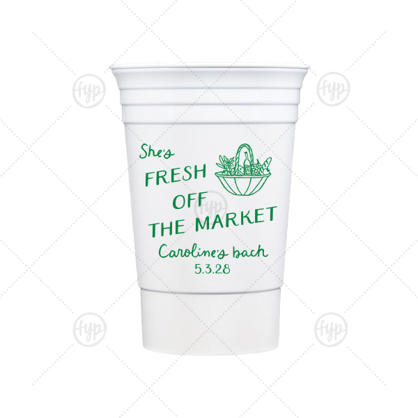 Fresh Off The Market Bachelorette Cup 16-oz. Plastic Party Cup (Ink)