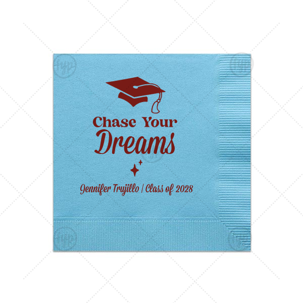 Chase Your Dreams Grad Napkin Cocktail Napkin (Foil)