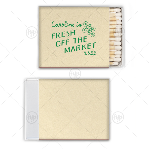 Fresh Off The Market Bachelorette Matchbook Square Matchbox (Foil)