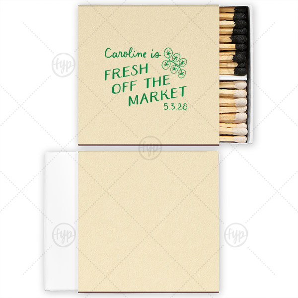 Fresh Off The Market Bachelorette Matchbook Two-Chamber Matchbox (Foil)