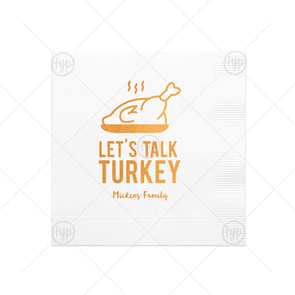 Let's Talk Turkey Thanksgiving Napkin Cocktail Napkin (Large Print)
