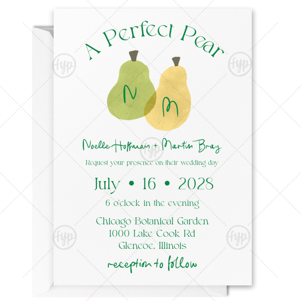 Perfect Pear Full Color Invite Invitation (Photo + Foil)