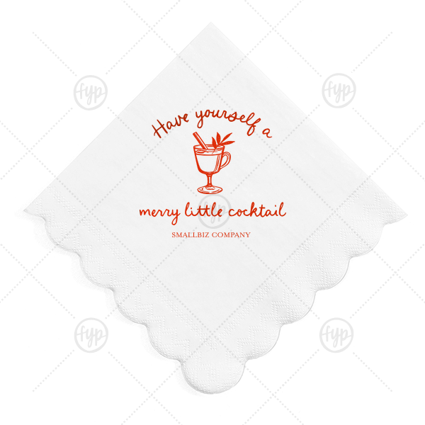Merry Little Cocktail Scallop Napkin Cocktail Napkin (Foil)