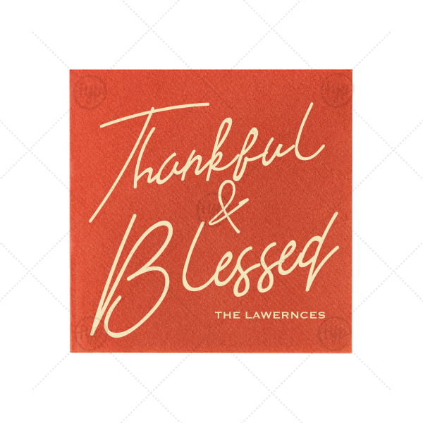 Thankful & Blessed Napkin Cocktail Napkin (Large Print)