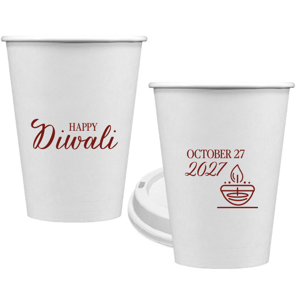 Happy Diwali Cup 12-oz. Single Wall Paper Hot Cup (Ink)